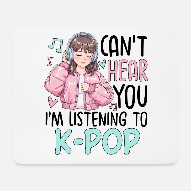 Can't Hear You Im Listening To K-Pop - Mousepad (Querformat) - Weiß