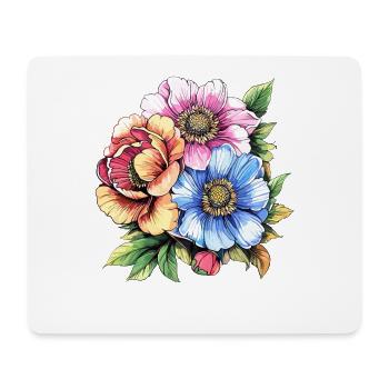Colored Flower Bouquet Illustration - Mouse Pad (horizontal) - white - Front