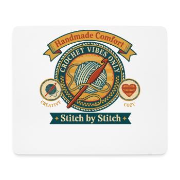 Vibrades au crochet réconfortant faits main Stitch By - Tapis de souris (format paysage) - blanc - Devant
