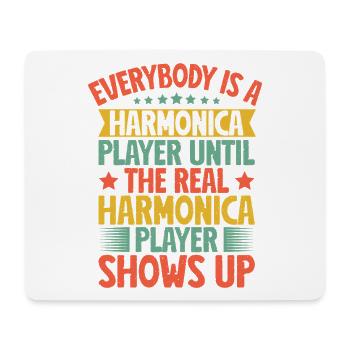 Funny Harmonica Player The Real Player Shows Up - Mousepad (Querformat) - Weiß - Vorne