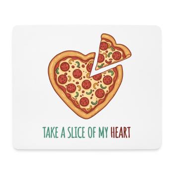 Prends une part de mon cœur – Pizza Herz Design - Tapis de souris (format paysage) - blanc - Devant