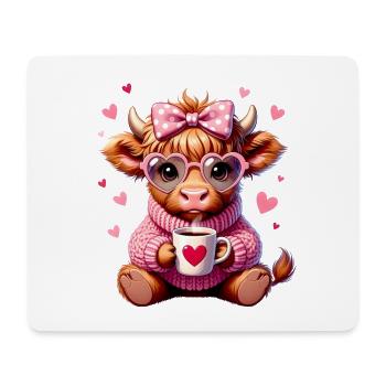 Süßes Liebes Kaffee Kälbchen Mit Herz - Mousepad (Querformat) - Weiß - Vorne