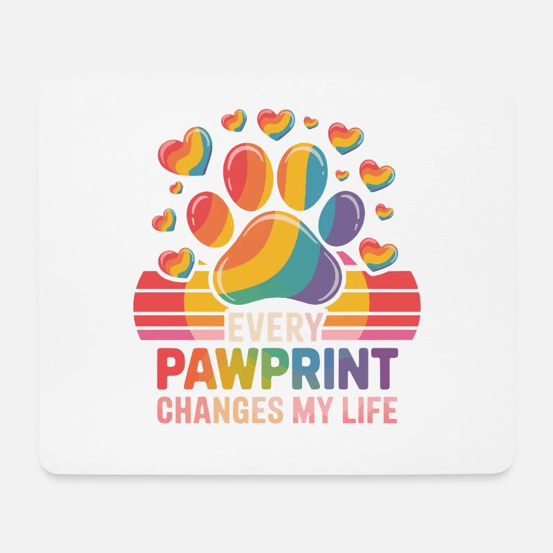 Every Pawprint Changes My Life Regenbogen Pfote - Mousepad (Querformat) - Weiß
