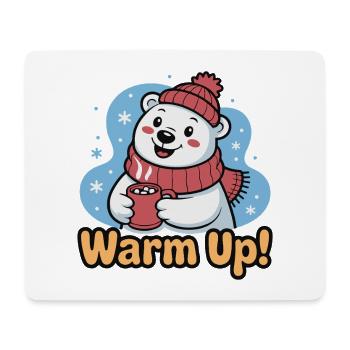 Warm Up Polar Bear Cozy - Mousepad (Querformat) - Weiß - Vorne