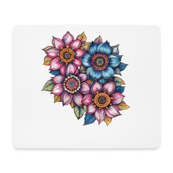 Blossom Swirl Color Flowers Pattern - Mouse Pad (horizontal) - white - Front