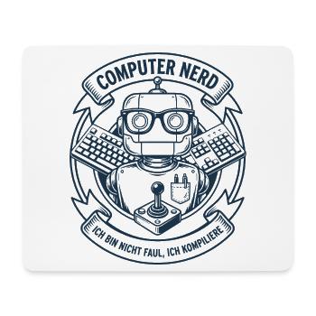 Computer Nerd Roboter Logo - Mousepad (Querformat) - Weiß - Vorne