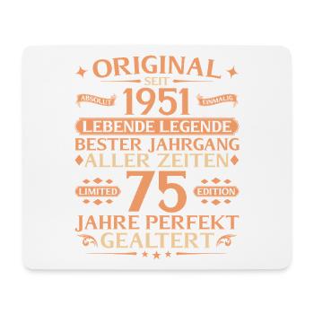 75. Geburtstag Absolut Einmalig 1951 Jahrgang - Mousepad (Querformat) - Weiß - Vorne