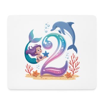 Meerjungfrau 2. Geburtstag 2 Jahre - Mousepad (Querformat) - Weiß - Vorne