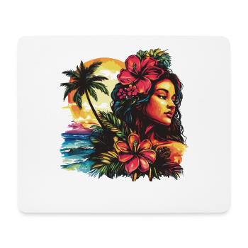 Tropics Woman Hibiscus Beach - Mouse Pad (horizontal) - white - Front