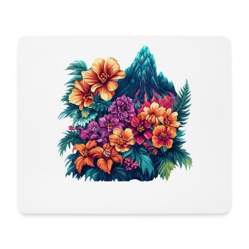 Tropical Blossoms and Mountain Landscape - Mouse Pad (horizontal) - white - Front