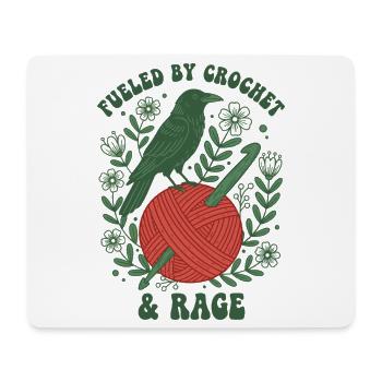 Angetrieben von Häkeln und Wut Lustiger Häkelliebhaber - Mousepad (Querformat) - Weiß - Vorne