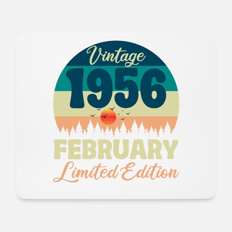 Geburtstag Februar 1956 Geschenk Vintage Limited - Mousepad (Querformat) - Weiß