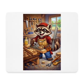 Waschbär Holzhandwerker - Mousepad (Querformat) - Weiß - Vorne