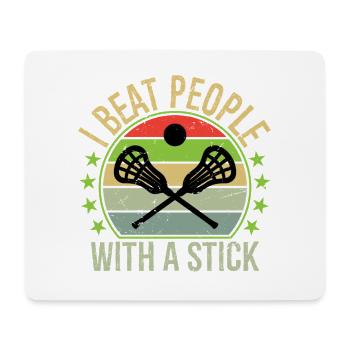 I Beat People with A Stick Funny Lacrosse - Mouse Pad (horizontal) - white - Front