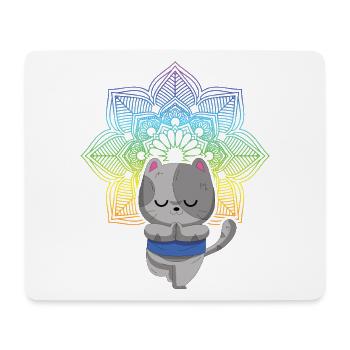 Yoga Katze Meditation Katzen Yoga - Mousepad (Querformat) - Weiß - Vorne
