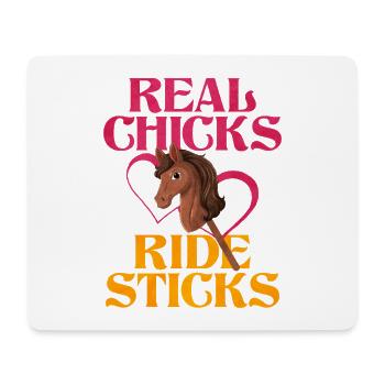 Real Chicks Ride Sticks Hobby Horsing - Mousepad (Querformat) - Weiß - Vorne