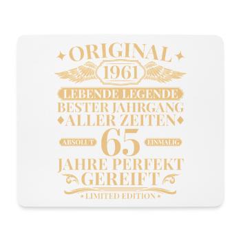 Jahrgang 1961 Baujahr Legende 65. Geburtstag - Mousepad (Querformat) - Weiß - Vorne