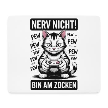 Nerv nicht bin am Zocken Gamer Katze Design - Mousepad (Querformat) - Weiß - Vorne