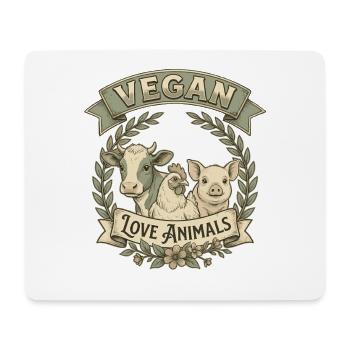 Vegan Love Animals – Retro Animal Love Design - Mouse Pad (horizontal) - white - Front