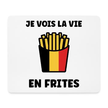 Belgische Pommes Flagge-Grafik - Mousepad (Querformat) - Weiß - Vorne