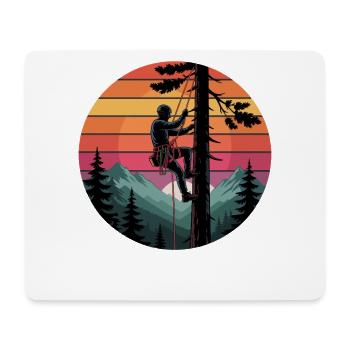 Climber in sunset forest landscape - Mouse Pad (horizontal) - white - Front