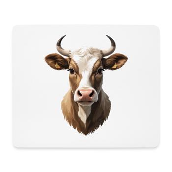 Kuhkopf Portrait Naturtöne - Mousepad (Querformat) - Weiß - Vorne