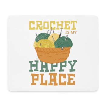 Le crochet est mon endroit heureux - Tapis de souris (format paysage) - blanc - Devant