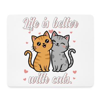 Cat love: Life better with cats - Mouse Pad (horizontal) - white - Front