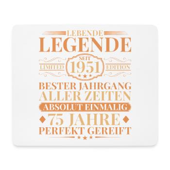 Baujahr 1951 geboren Einmalig 75. Geburtstag - Mousepad (Querformat) - Weiß - Vorne