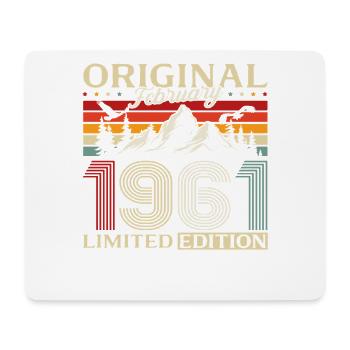 65th Birthday February 1961 Vintage Vintage - Mouse Pad (horizontal) - white - Front