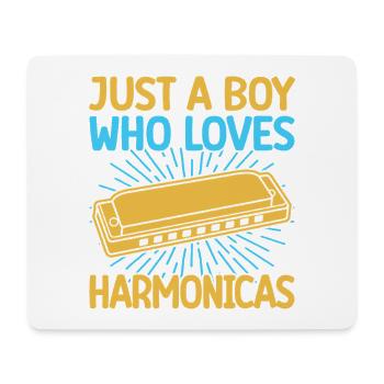 Funny Harmonica Player Just A Boy Who Loves - Mousepad (Querformat) - Weiß - Vorne