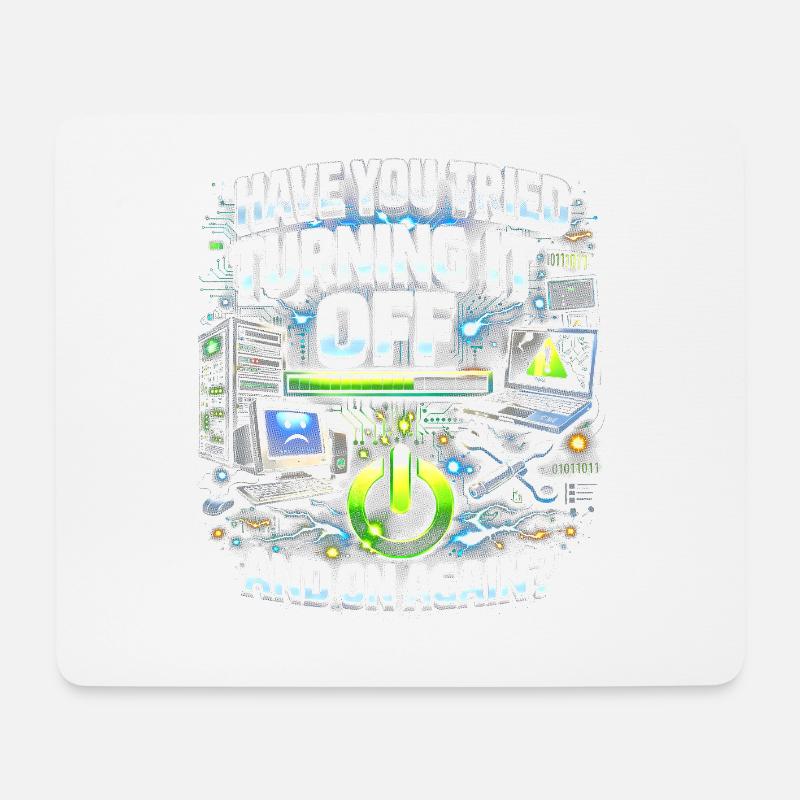 Hast du es aus- und wieder eingeschaltet - Mousepad (Querformat) - Weiß
