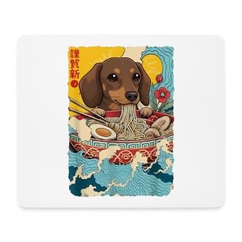 Japanese Ramen Dachshund Noodle Bowl Anime Otaku - Mouse Pad (horizontal) - white - Front