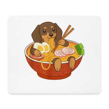 Japanese Ramen Dachshund Noodle Bowl Anime Otaku - Mouse Pad (horizontal) - white - Front