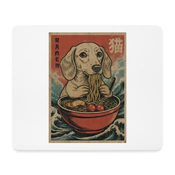 Japanese Ramen Dachshund Noodle Bowl Anime Otaku - Mouse Pad (horizontal) - white - Front