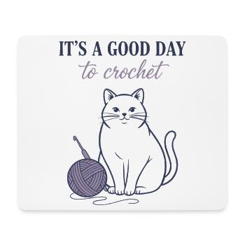C’est un bon jour pour crocheter des amateurs de laine pour chats drôles - Tapis de souris (format paysage) - blanc - Devant