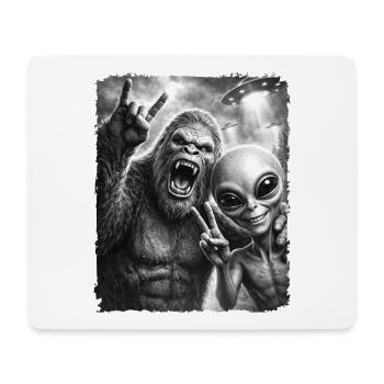 Bigfoot Alien Rocker, Rock Musik, Rock Hand, UFO - Mousepad (Querformat) - Weiß - Vorne