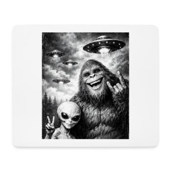 Bigfoot Alien Rocker, Rock Musik, Rock Hand, UFO - Mousepad (Querformat) - Weiß - Vorne
