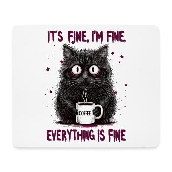 Ça va, je vais bien de l’humour de chat au café - Tapis de souris (format paysage) - blanc - Devant