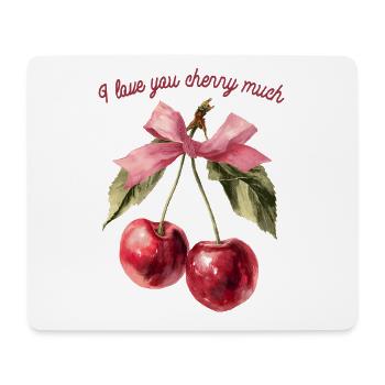 Cherries with ribbon | Valentine's Day - Love - Mouse Pad (horizontal) - white - Front