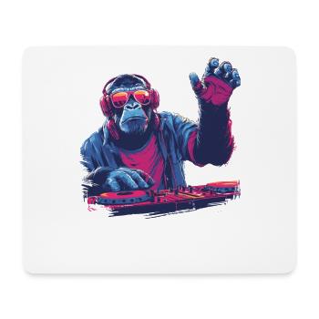 Cooler DJ-Affe - Mousepad (Querformat) - Weiß - Vorne