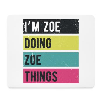 Je suis Zoe qui fait des choses Zoe Couleurs rétro - Tapis de souris (format paysage) - blanc - Devant