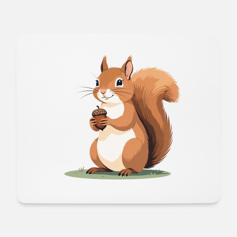 Caricature d’écureuil avec gland - Tapis de souris (format paysage) - blanc