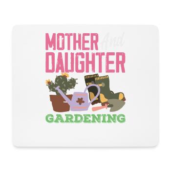 Mère, fille, amoureuse des plantes, jardinage - Tapis de souris (format paysage) - blanc - Devant