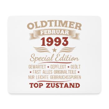 33rd Birthday Man Vintage 1993 February - Mouse Pad (horizontal) - white - Front