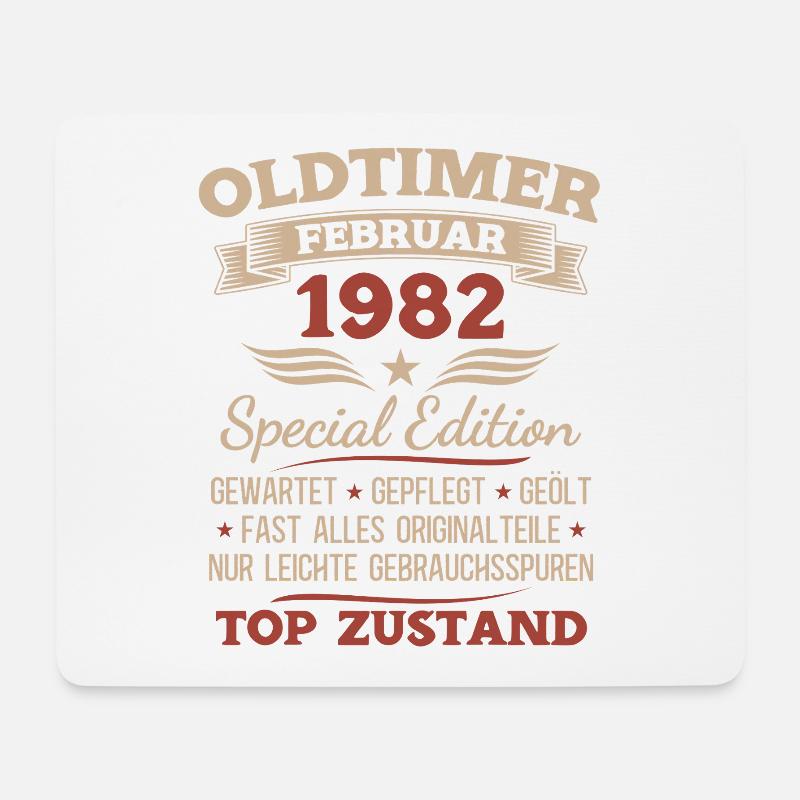 44. Geburtstag Mann Vintage 1982 Februar - Mousepad (Querformat) - Weiß