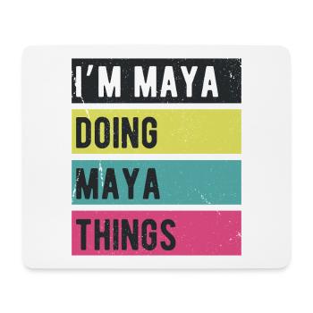 Ich bin Maya und mache Maya-Dinge Retro-Farben - Mousepad (Querformat) - Weiß - Vorne