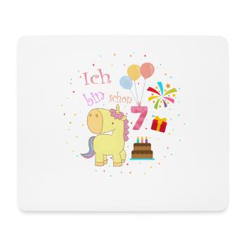 7. Geburtstag Einhorn – Ich bin schon 7 Mädchen - Mousepad (Querformat) - Weiß - Vorne