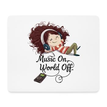 Music On World Off – Fille aux écouteurs - Tapis de souris (format paysage) - blanc - Devant