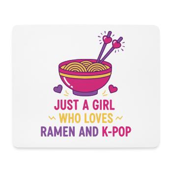 Nur ein Mädchen, das Ramen und koreanische K-Pop-Musik liebt - Mousepad (Querformat) - Weiß - Vorne